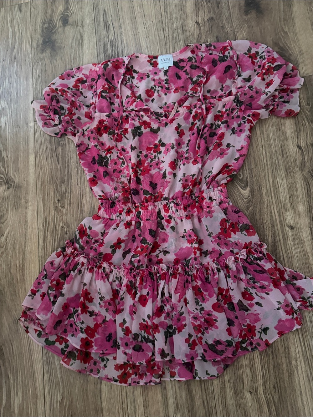 Misa medium Pink Floral Tiered Dress